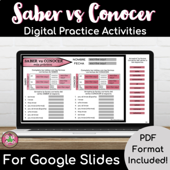 Preview of Saber vs Conocer Practice Packet