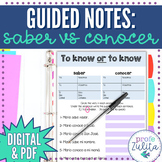 Saber vs Conocer Spanish Grammar Guided Notes for Students