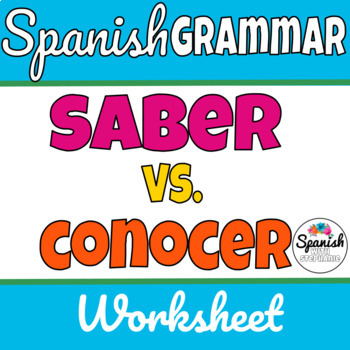 Preview of Saber vs conocer, Spanish worksheet, practice, assessment or homework