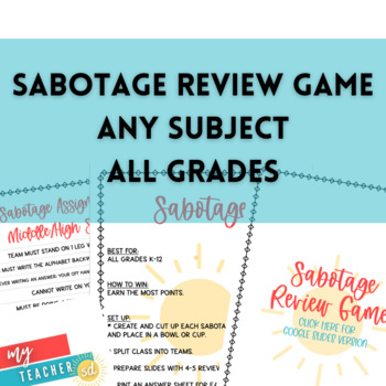 Preview of Sabotage the Review Game (Elementary, Middle & High School)