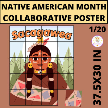 Preview of Sacagawea Collaborative Art Poster|Native American Heritage Month Collaborative