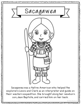 sacagawea coloring page teaching resources teachers pay teachers