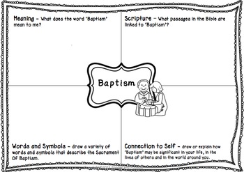 Sacrament Worksheets - Baptism, Eucharist, Confirmation, Reconciliation
