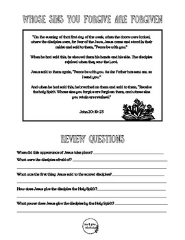 Preview of Sacrament of Reconciliation review worksheet, Confession, Penance