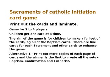 Preview of Sacraments of Catholic Initiation card game