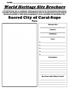 Preview of Sacred City of Caral-Supe  (Peru) World Heritage Site Worksheet
