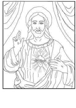 Sacred Heart of Jesus - Coloring by MrFitz | TPT