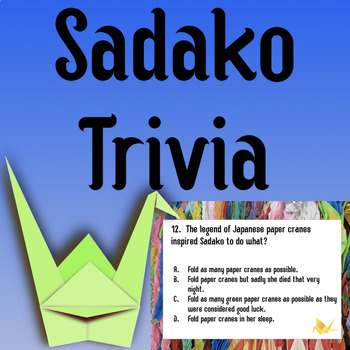 Preview of Sadako Activity Trivia Game | Japan | Women's History Month