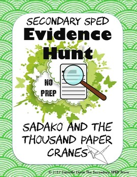 Preview of Sadako and the Thousand Paper Cranes Evidence Hunt - No Prep Printable