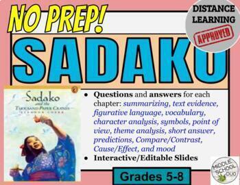 Preview of Sadako and the Thousand Paper Cranes Novel Study - Distance Learning