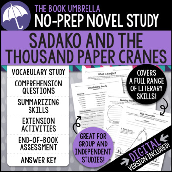 Preview of Sadako and the Thousand Paper Cranes Novel Study { Print & Digital }