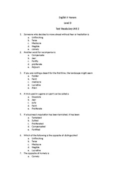vocab workshop level d unit 8 answers