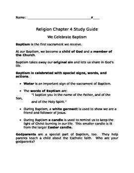 Preview of Sadlier We Believe Grade 2 Chapter 4 Study Guide