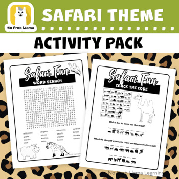 Preview of Safari Africa Theme No Prep Early Finisher Activity Pack - Substitute Teachers