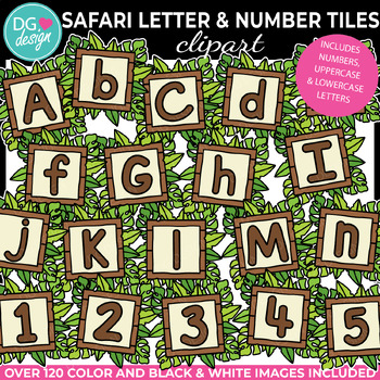 Preview of Safari Alphabet Letter & Number Tiles Clipart | Jungle Bulletin Board Letters