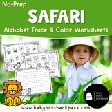 Safari Alphabet Trace & Color Worksheets | Letter Recognit