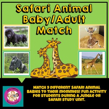 Preview of Safari Animal Baby and Adult Matching Game