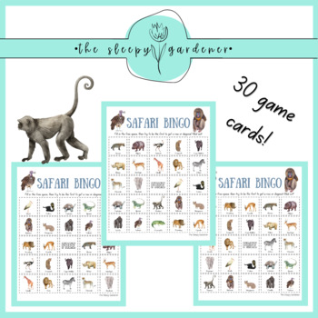 Safari Animal Bingo | Game | Activity | Low Prep Printable | TPT