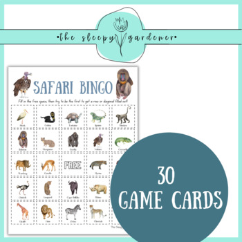 Safari Animal Bingo 