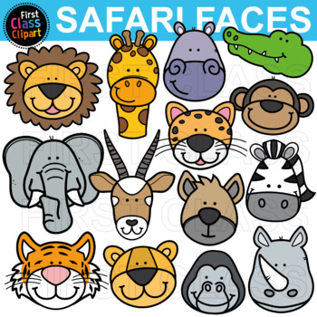 Preview of Safari Animal Faces and Heads Clipart bundle