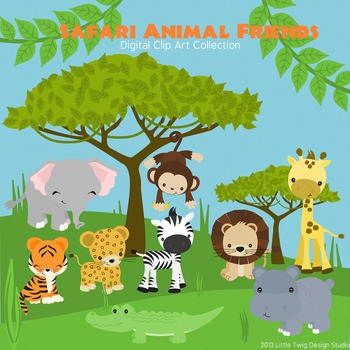 Safari Animal Friends Series 2 Digital Clipart Clip Art Collection