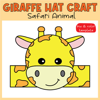 Preview of Safari Animal - Giraffe Animals Hat Craft | Crown Craft Activities Coloring Page