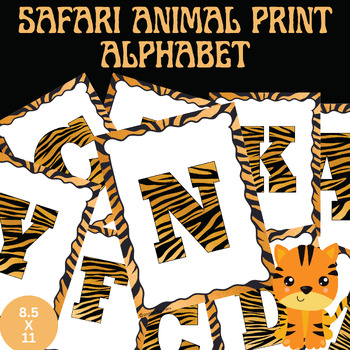 Preview of Safari Animal Print Alphabet | Safari Classroom wall decor