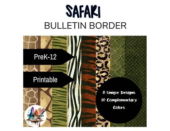 Preview of Safari Animal Print Bulletin Board Borders - Classroom Décor