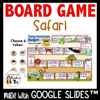 Preview of Safari Animals Board Game for Google Slides™  PPT and Printable PDF