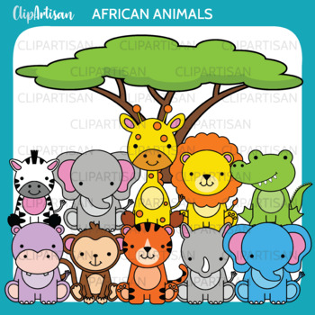 Safari Animals Clip Art, Jungle Animals, African Wildlife by ClipArtisan