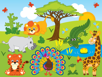 Download Safari Animals Clipart - Digital Vector Safari Animals ...