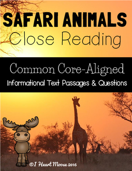 Preview of Safari Animals Close Reading Passages
