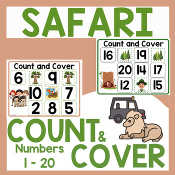 Preview of Safari Animals Counting to 20 Preschool Math Activity Game for PreK