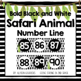 Safari Animals Decor Number Line -5 to 120  - Bold Black/W