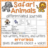 Safari Animals Differentiated Journal Writing for Special 