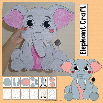 Preview of Safari Animals Elephant Craft Zoo Bulletin Board Jungle Activities Coloring Page