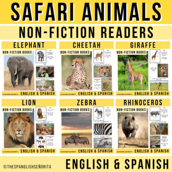 Preview of SAFARI ANIMALS BUNDLE Non-Fiction Readers (English & Spanish)