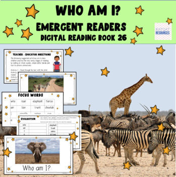 Preview of Safari Animals - who am I? - Struggling Readers - Google Slides™ ebook - Book 27
