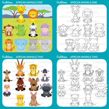 Preview of African Animals Clipart Bundle