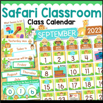 Safari Classroom Calendar - Jungle Animals Theme by LittleRed | TPT