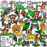 Safari Clipart {Accents}: Jeep, Monkey, Giraffe, Leopard, 
