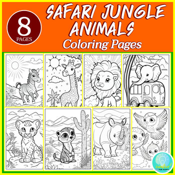 Preview of Safari Coloring Pages Jungle Animals Theme Classroom Decor Bulletin Board