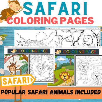Preview of Safari Coloring Pages Jungle - Wild Animal Coloring Pages