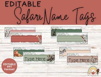 Preview of Safari EDITABLE Name Tags | Safari Classroom Decor