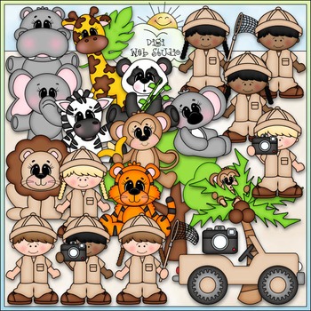 Cute Jungle Animals Clip Art Set of 14 PNG, JPG, and Vector Files Design  Elements, Digital Clipart Download, Kid's Decorations 