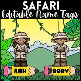 Safari Girl and Boy Name Tags - Editable