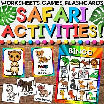 Preview of Safari Growing Bundle with African Animals End of the Year Activities