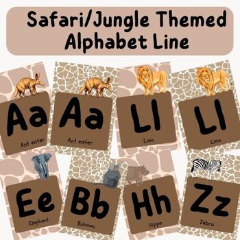 Preview of MODERN Jungle/Safari Themed Alphabet Line Poster Set | A-Z