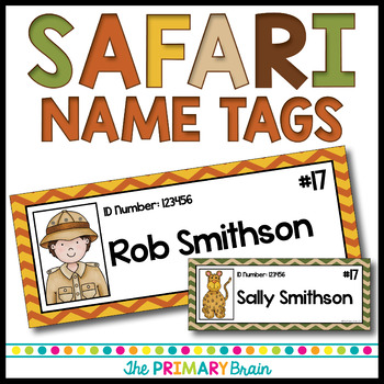 Preview of Safari Themed Editable Classroom Name Tags