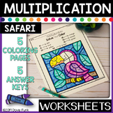 Multiplication Coloring Worksheets Math Solve and Color Safari